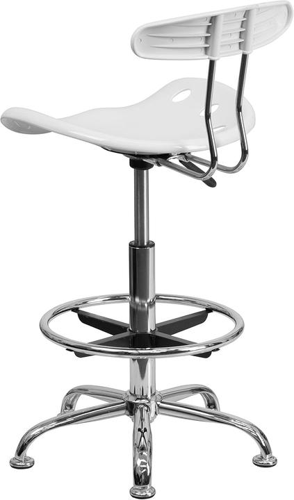 Actual product image Flash Furniture Vibrant White and Chrome Drafting Stool with Tractor Seat