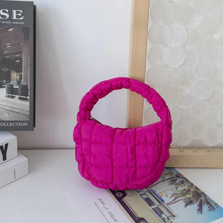 Actual product image Only-Bags.Store Mini Bag Quilted Circle Phone Purple Elegant Purple Soft Nylon Padded