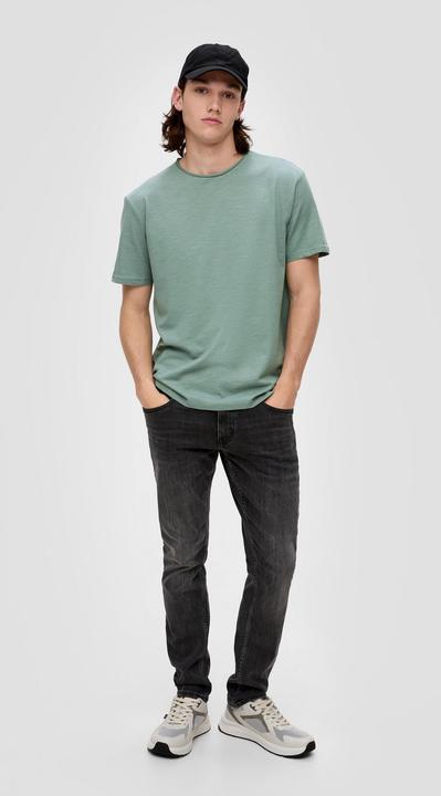 Produktbild S.Oliver T-Shirt Baumwollshirt mit Rollkante und Flammgarnstruktur (L)