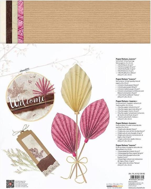 Produktbild Ursus Bastelpapier Natur Leaves, Papierformat: 23 x 33 cm (35 g/m², 10x)