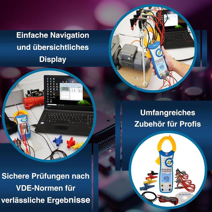 Image du produit Peaktech Pince ampèremétrique triphasée P1660 (CAT III 1000V, CAT IV 600V)