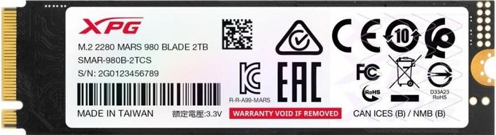 Actual product image Adata SSD 2.0TB XPG MARS 980 BLADE M.2 PCI5 (2000 GB, M.2 2280)