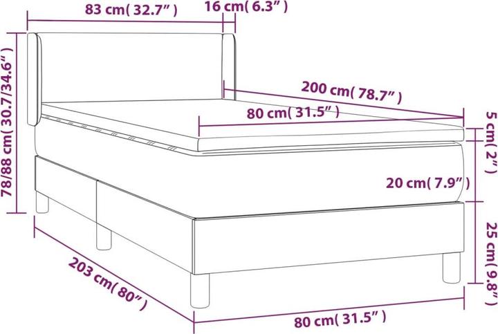 Produktbild vidaXL Boxspringbett (80 x 200 cm)
