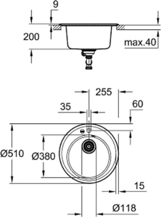 Actual product image Grohe K200 composite sink (Top-mounted sink, 51 cm, 51 cm)