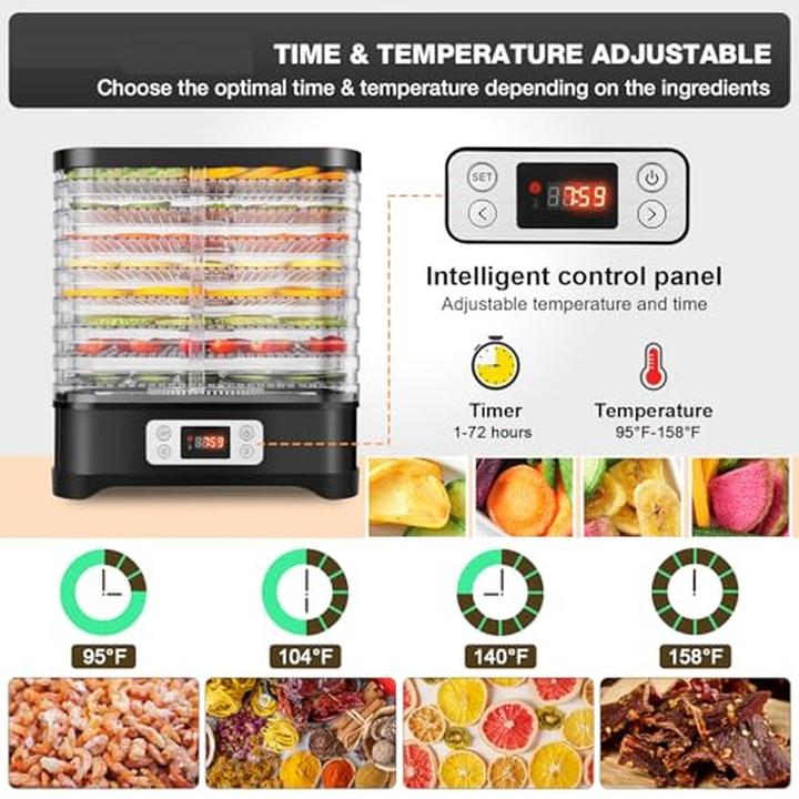 Actual product image Meykey Food Dehydrator with Temperature Control, Digital Display, Timer, BPA-Free