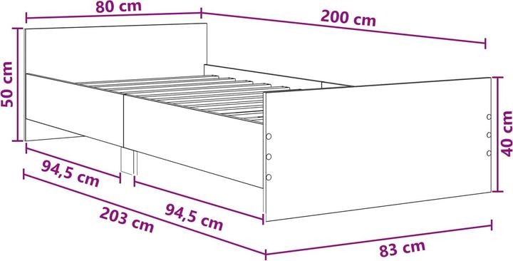 Produktbild vidaXL Bettrahmen (80 x 200 cm)