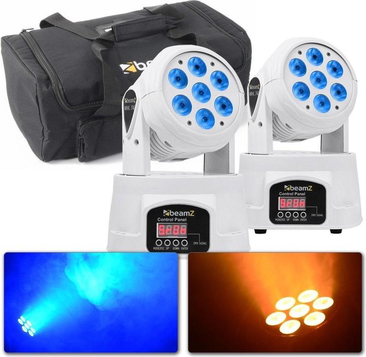 Produktbild BeamZ MHL74 White Movinghead Duo Set Met Flightbag