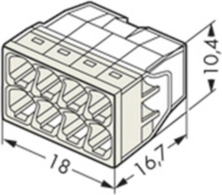 Produktbild Wago COMPACT Steckklemme, 8 x 0.5 - 2.5mm², grau, VPE 50 Stk.