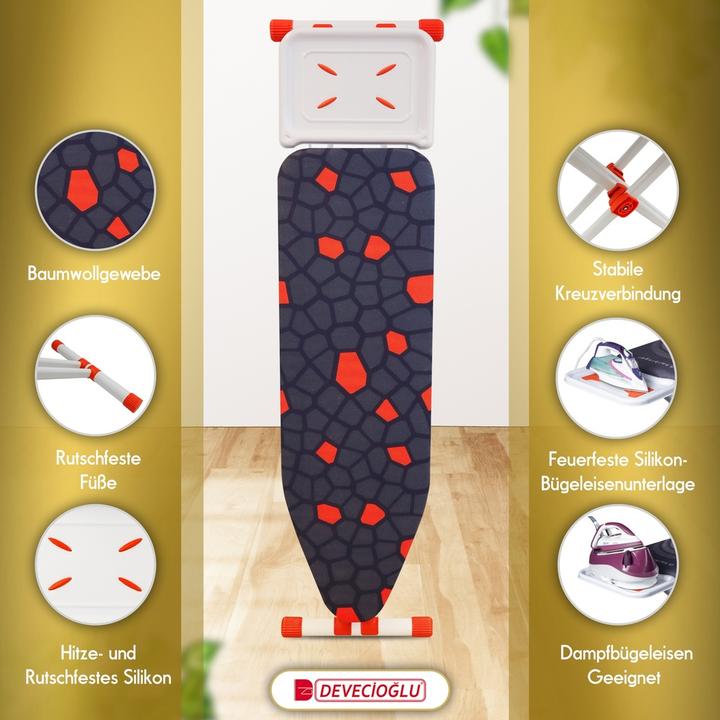 Produktbild Harbinger Bügelbrett, Bügeleisen Ablage, Bügelbrettbezug 36X114cm, Höhe 50-80cm, Schwarz (114 x 36 cm)