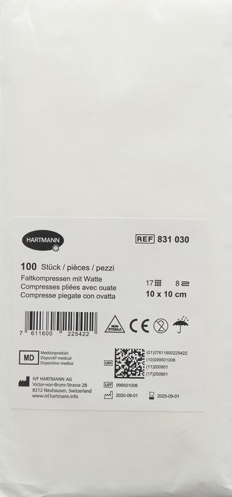 Produktbild IVF Hartmann Faltkompresse Watte Typ 17 10x10cm 8 fach