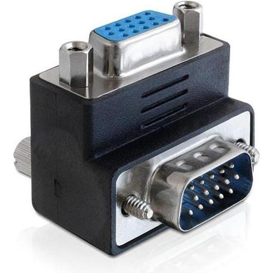 Delock Adapter VGA Stecker auf VGA Buchse 270ø (VGA, 4 cm), Data + Video Adapter, Schwarz