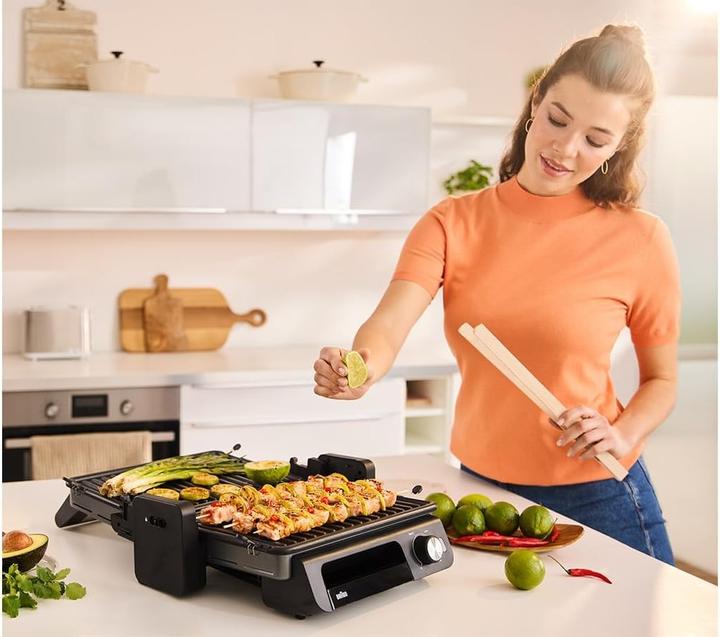 Actual product image Braun Multifunktionale Elektrogrill mit Temperaturregelung, 3 Kookstanden und abnehmbaren Platten