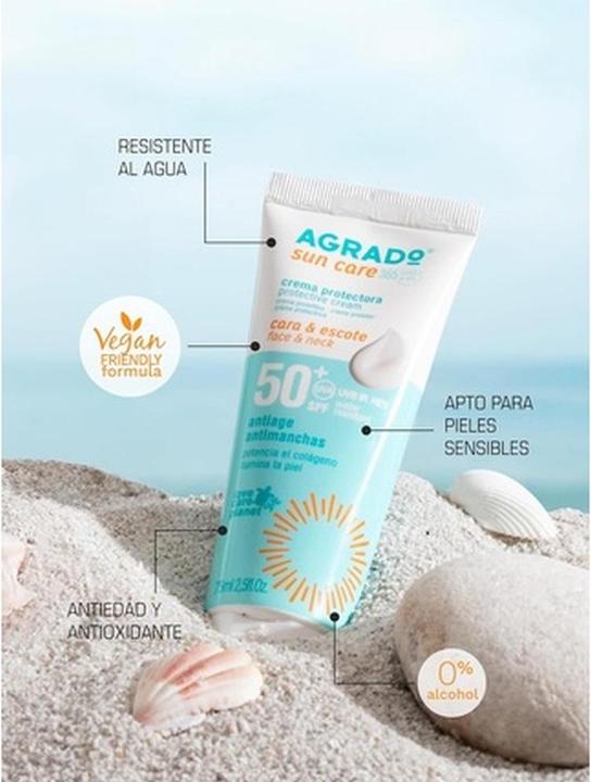 Actual product image Agrado Face Cream SPF 50+ Waterproof Vegan Formula 75ml (SPF 50+, 75 ml)