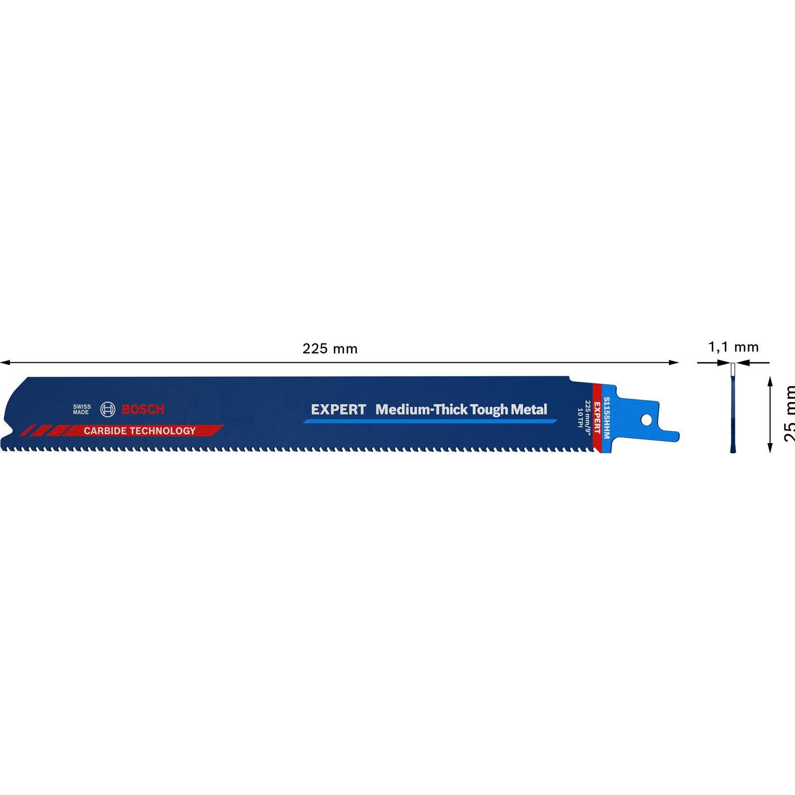 Bosch Professional Zubehör, Sägeblatt, EXPERT ‘Medium-Thick Tough Metal’ S 1155 HHM Säbelsägeblatt, 3 Stück