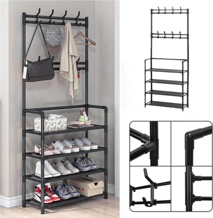 Actual product image Relaxdays Garderobenständer Schwarz 4 Ablagen
