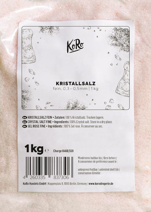 Nährwerte und Zutaten KoRo Kristallsalz fein (1000 g)