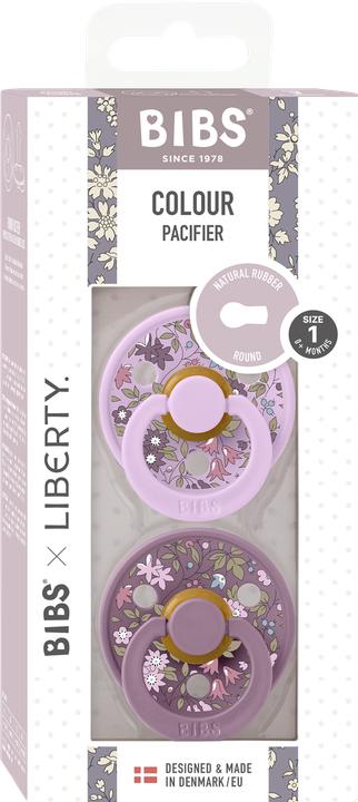 Bibs Colour x Liberty Nuggi 2 PACK Latex Chamomile Lawn Round 0-6m Violet Sky Mix (2 x, bis 6 Monate)