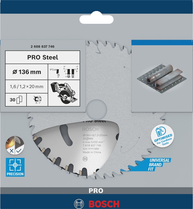 Actual product image Bosch Professional Zubehör PRO Steel cordless circular saw blade, 136 x 1.6 x 20 mm