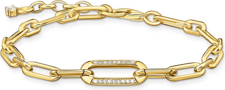 Actual product image Thomas Sabo Gold-plated link bracelet with stone-set anchor element (19 cm, 925 silver)