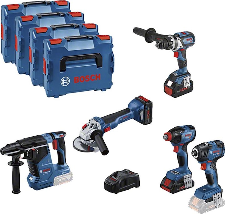 Actual product image Bosch Professional Bosch 5 Tool Kit GSR+GDX+GWS+GBH+GDR (0.615.990.N32 + 0.601.9J2.105)