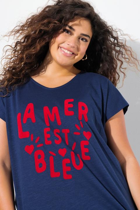 Image du produit Ulla Popken T-shirt « La mer est bleue », col en V et manches courtes (46, 48)
