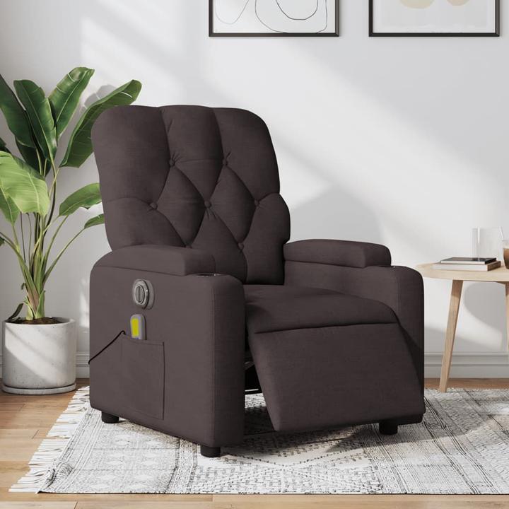 vidaXL Fauteuil de massage Fauteuil de relaxation électrique Tissu marron foncé