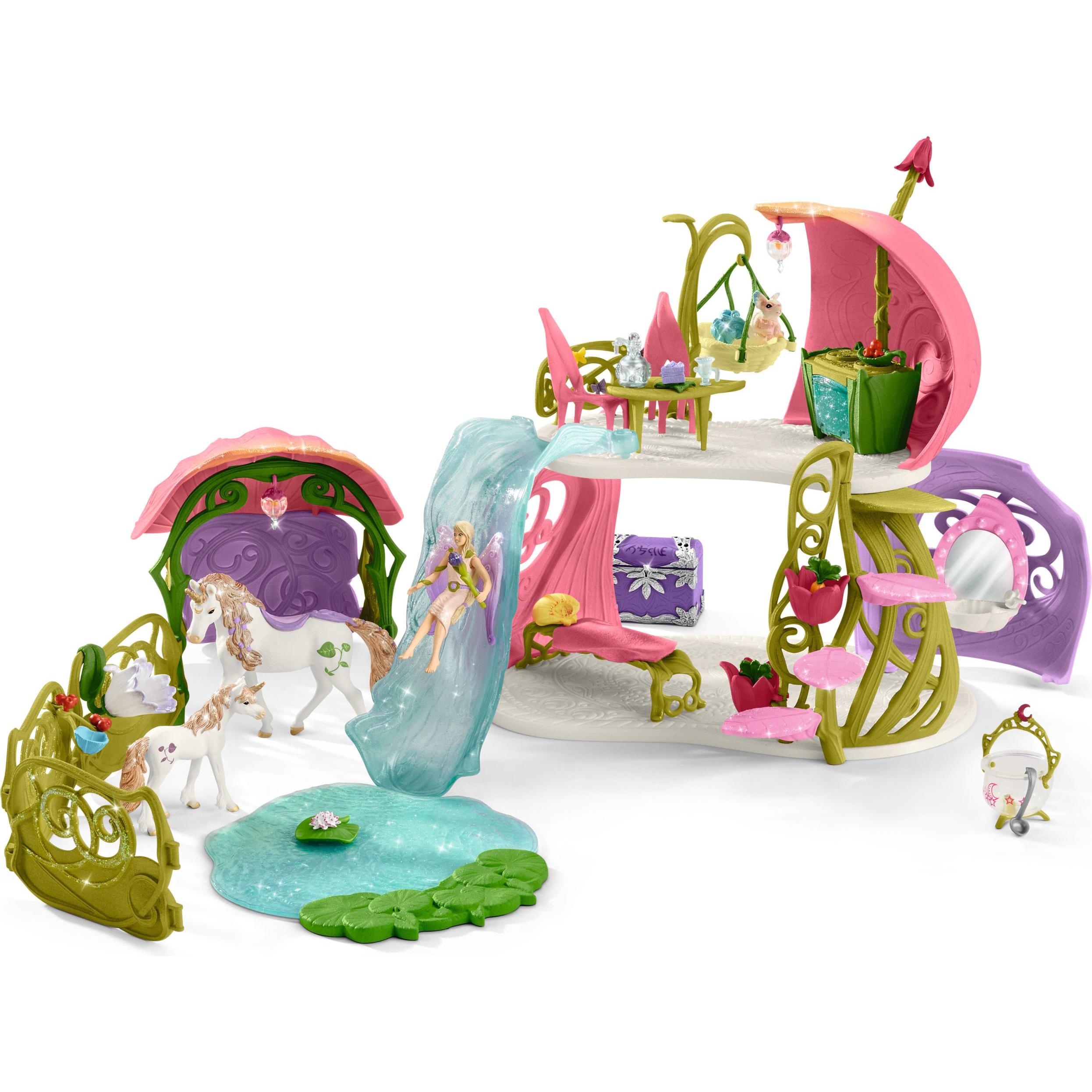 Schleich Glitzerndes Blütenhaus mit Einhörnern, See und Stall