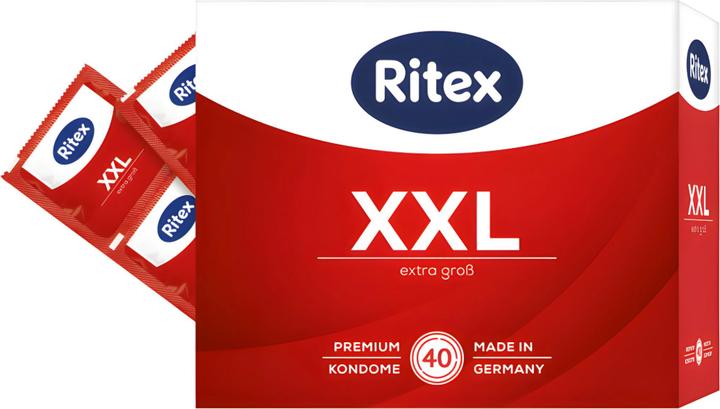 Produktbild Ritex XXL Kondome 40 Stück, 55 mm breit, 200 mm lang, silikonbefeuchtet, geruchsneutral (40 Stk.)
