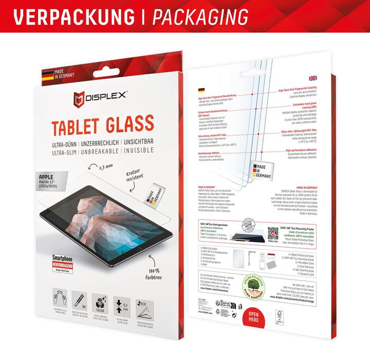 Produktbild Displex Tablet Glass, Tablet Schutzglas (1 Stück, iPad Air 11 2025, iPad Air 13 2024 (M2))
