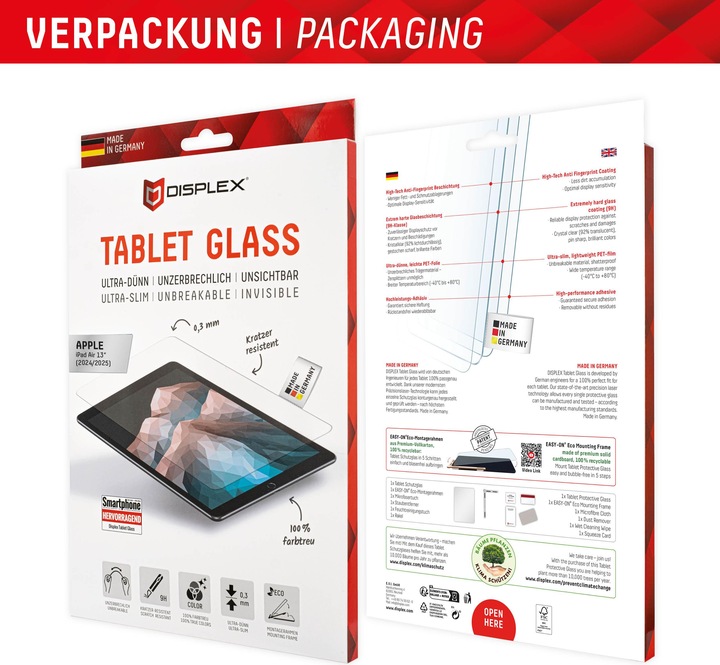 Productafbeelding Displex Tablet Glass, Tablet Schutzglas (1 Stuk, iPad Air 11 2025, iPad Air 13 2024 (M2))