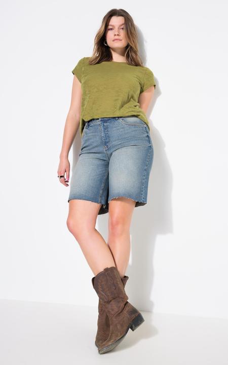 Immagine prodotto Studio Untold Bermuda di jeans con taglio della gamba ampio e orlo sfrangiato (52)