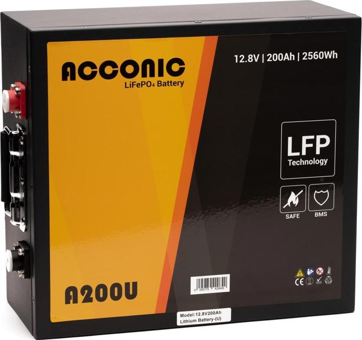 Produktbild Acconic A200U LiFePO4 12V Lithium Untersitz Versorgungsbatterie 200Ah (12 V, 200 Ah)