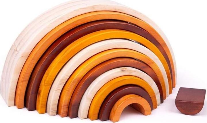 Bigjigs Grote houten stapel Regenboog naturel