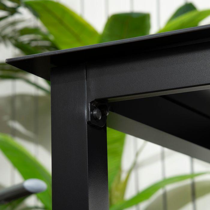 Immagine prodotto Swisshandel24 Tavolo da giardino quadrato per 4 persone tavolo da patio piano in vetro temperato alluminio nero (80 cm)
