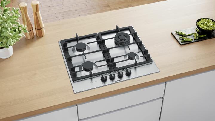 Immagine prodotto Bosch Hausgeräte Serie 6 PCH6A5B90 Piano cottura, acciaio inox integrato a gas 4 zone
