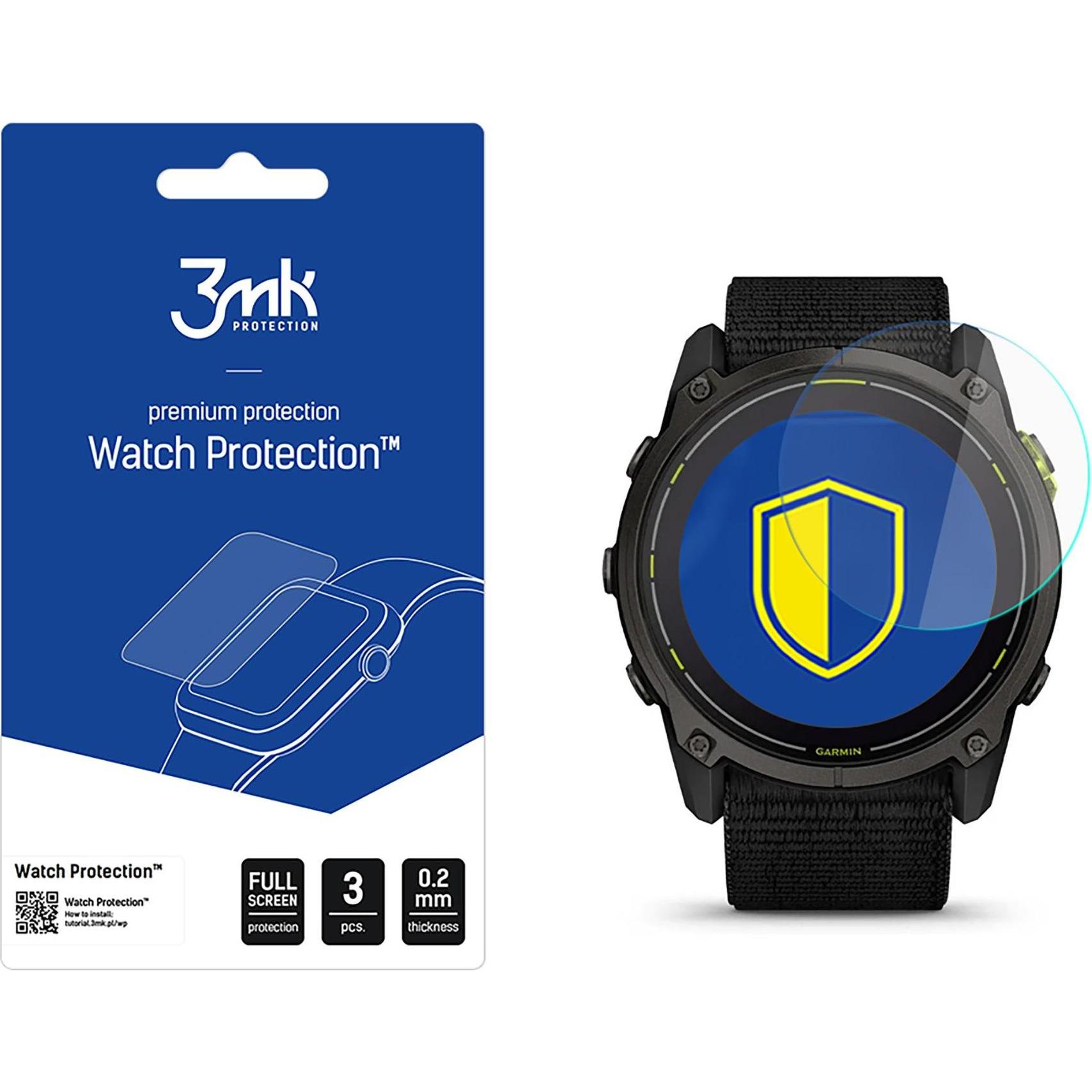 3MK FlexibelGlas Horloge Garmin Enduro 3 Szkło Hybrydowe, Smartwatch beschermfolie, Transparant