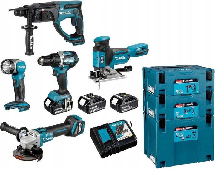 Actual product image Makita Kombinationsset 18V DDF484+DGA513+DHR202+DJV181+DML802