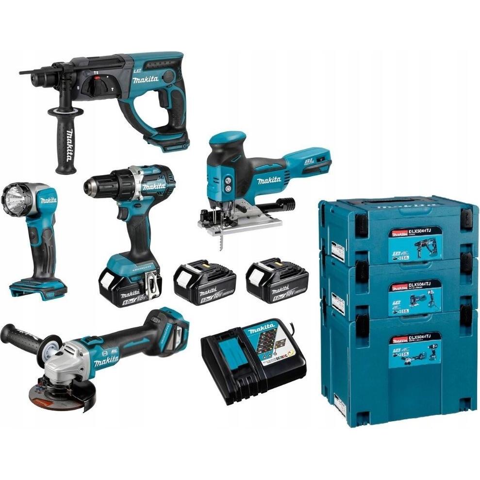 Thumbnail - Makita, Elektrowerkzeug Set, Kombinationsset 18V DDF484+DGA513+DHR202+DJV181+DML802