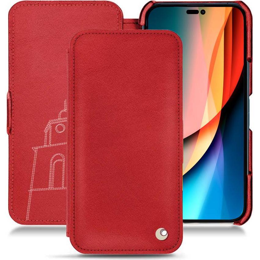 Noreve Lederschutzhülle horizontal (Apple iPhone 14 Pro), Smartphone Hülle, Rot