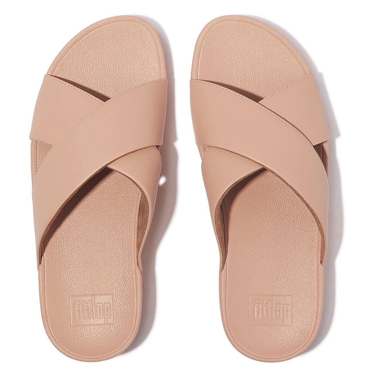 Fitflop, Vrouwen, Sandalen, Lulu Cross Slide Sandals Leather Vrouwen - Beigey Beige, Beige, (40)