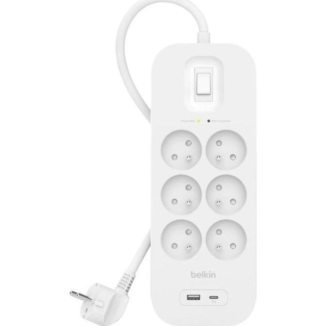 Belkin, Steckdosenleiste, Surge Protection with USB C 6 Outlet (6 x, 2 m)