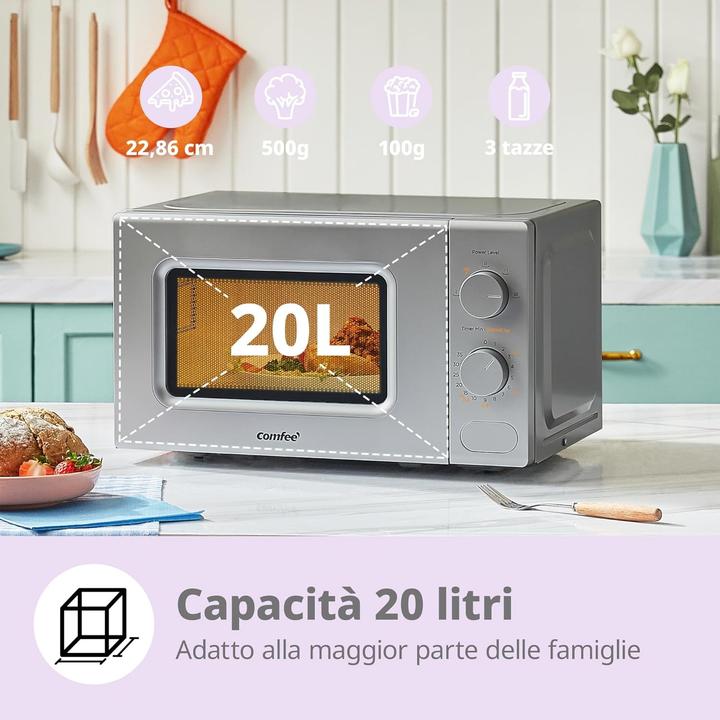 Image du produit Comfee Magnétron compact avec 5 niveaux de puissance et fonction de décongélation rapide (20 l)