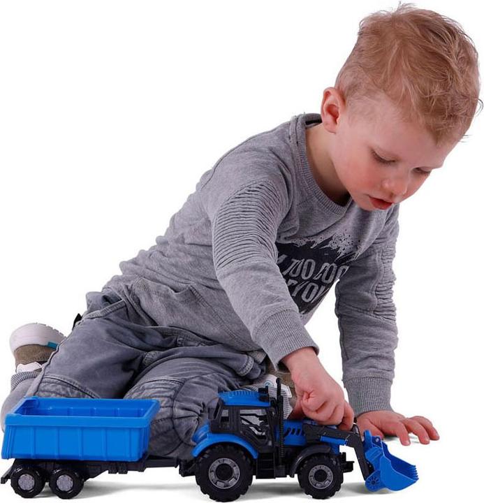 Produktbild Polesie Cavallino Traktor mit Lader und Anhänger Muldenkipper Blau, Scha