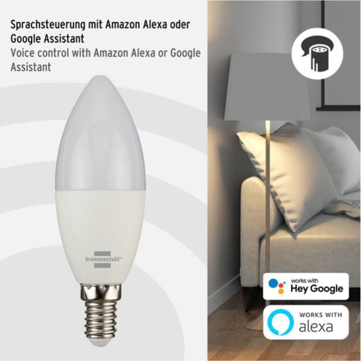 Actual product image Brennenstuhl Connect WiFi light bulb SB 400, E14, 430lm, 5.5W (E14, 430 lm, 1x)