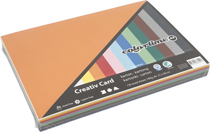 Actual product image Creativ Company Gekleurd cardboard A4, 12 x 10 vells (180 g/m², 120 x)