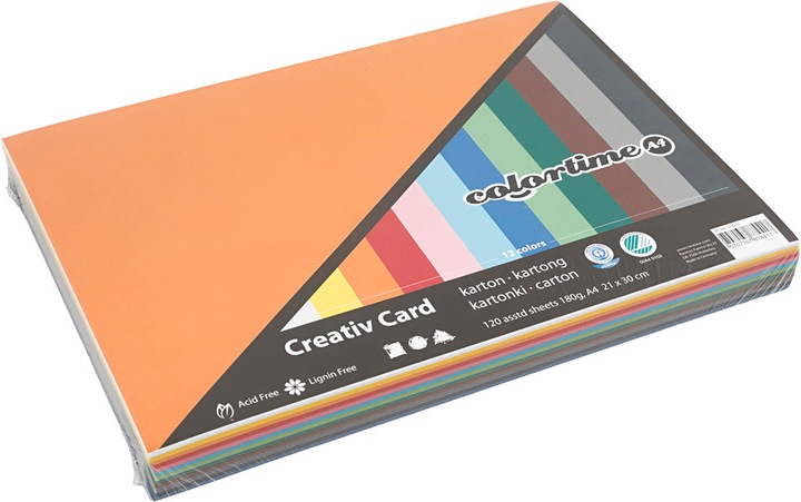 Immagine prodotto Creativ Company Gekleurd cartone A4, 12 x 10 vells (180 g/m², 120 x)