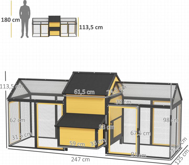 Produktbild PawHut Hühnerstall Tannenholz Gelb