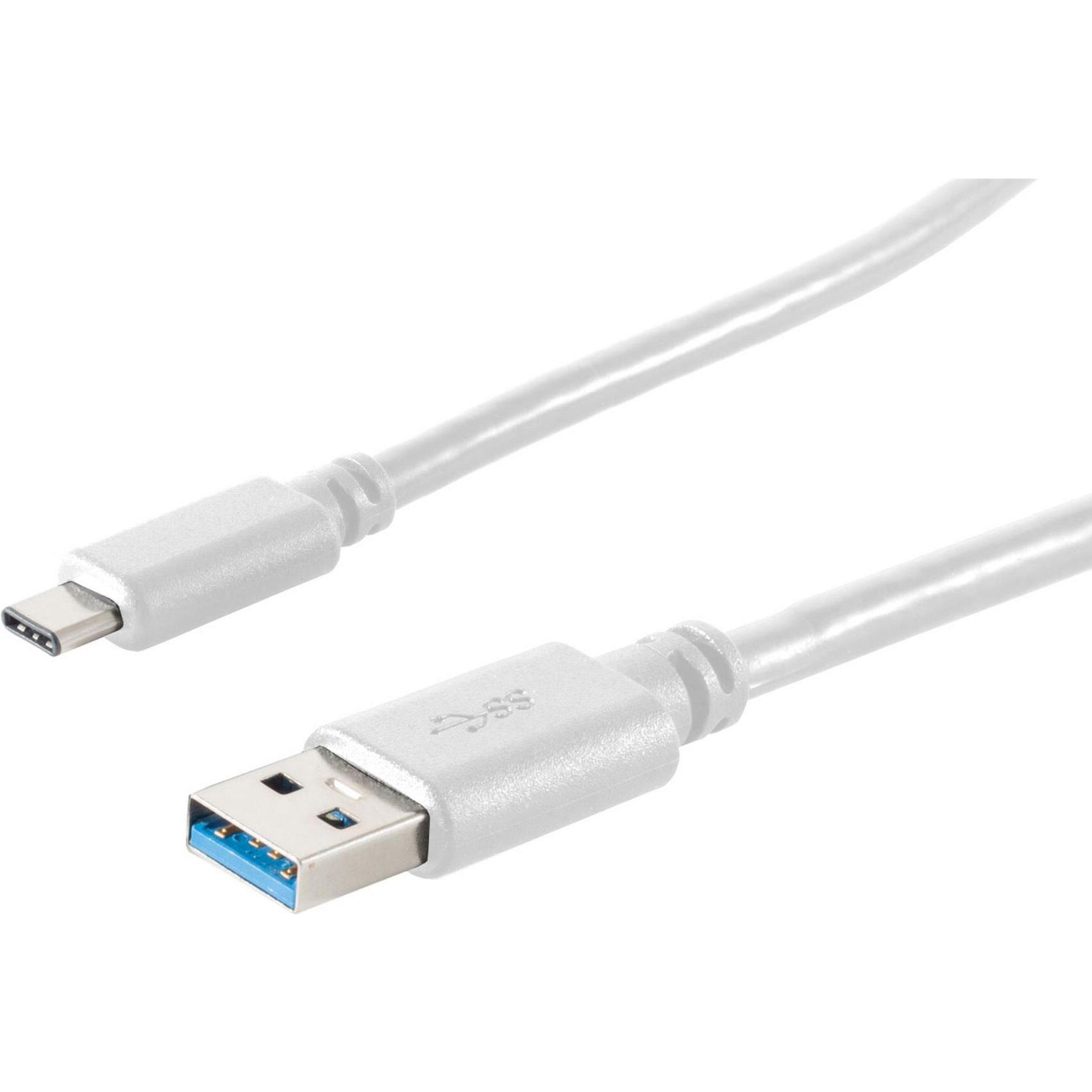 Shiverpeaks USB Kabel USB A-ST auf USB 3.1 Typ C-ST weiss 1,0m (1 m, USB 3.2 Gen 1), USB Kabel