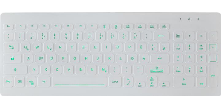 Image du produit Active Key Clavier compact hygiénique rétroéclairé avec NumPad USB scellé Blanc (Allemagne, Filaire)