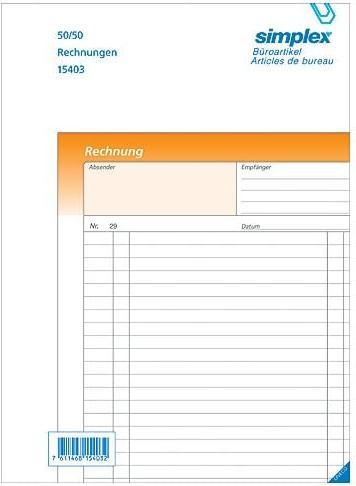 Simplex Carnet de notes autocopiant Factures Oneco (100 x)